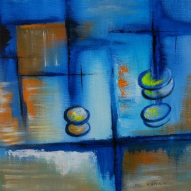 Painting titled "la vie en bleu" by Marie Claude Ramain, Original Artwork