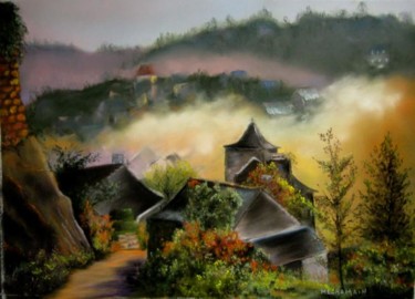 Peinture intitulée "dans la brume" par Marie Claude Ramain, Œuvre d'art originale