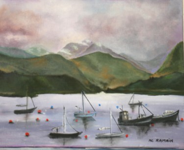 Painting titled "h-le-port-d-ulapool…" by Marie Claude Ramain, Original Artwork, Oil