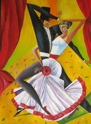 Pintura intitulada "h-le-tango-kurasov.…" por Marie Claude Ramain, Obras de arte originais, Óleo