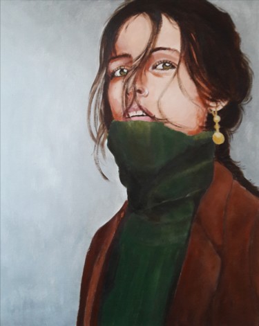 Painting titled "Portrait femme Pein…" by Marie Colombier, Original Artwork, Acrylic