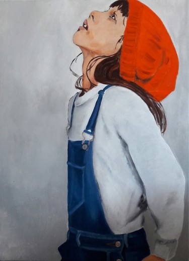 Painting titled "Portrait enfant pei…" by Marie Colombier, Original Artwork, Acrylic