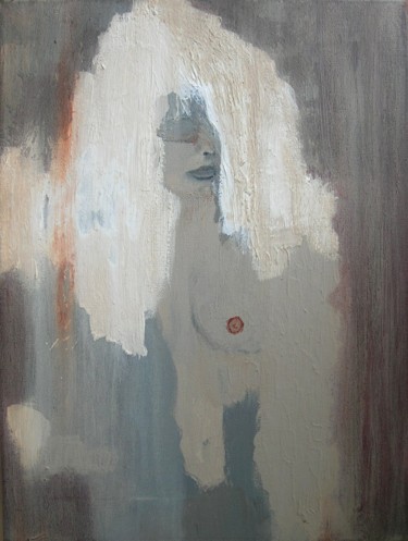 Painting titled "Sans maux..." by Marie-Claire Pozzobon, Original Artwork, Acrylic Mounted on Wood Stretcher frame