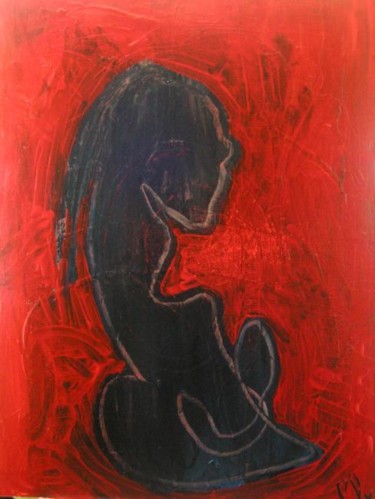 Peinture intitulée "femme africaine a l…" par Mpi, Œuvre d'art originale
