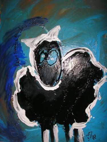 Peinture intitulée "mouton noir" par Mpi, Œuvre d'art originale