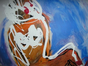 Peinture intitulée "femme masque a gaz" par Mpi, Œuvre d'art originale