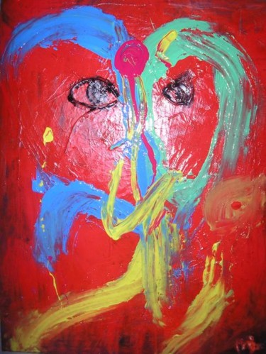 Peinture intitulée "le cerf et la femme" par Mpi, Œuvre d'art originale
