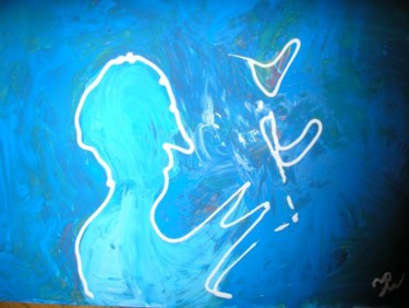Peinture intitulée "l'envoleur d'amour" par Mpi, Œuvre d'art originale