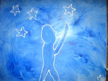 Peinture intitulée "l'allumeur d'étoiles" par Mpi, Œuvre d'art originale