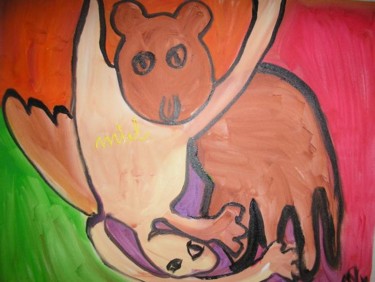 Peinture intitulée "l'ange et l'ours" par Mpi, Œuvre d'art originale