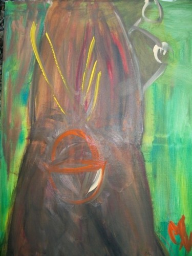 Peinture intitulée "le femme au panier" par Mpi, Œuvre d'art originale