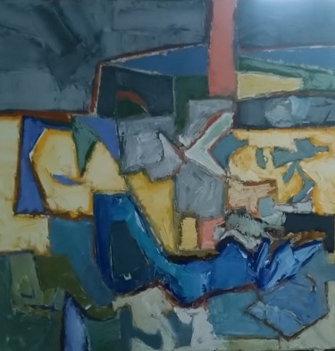 Pintura titulada "Paysage bleu" por Ferracci, Obra de arte original, Oleo