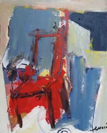 Peinture intitulée "La chaise rouge" par Ferracci, Œuvre d'art originale, Huile