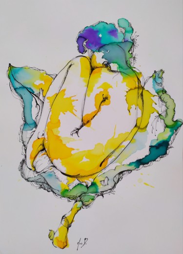 Peinture intitulée "Blossom" par Marie B., Œuvre d'art originale, Encre