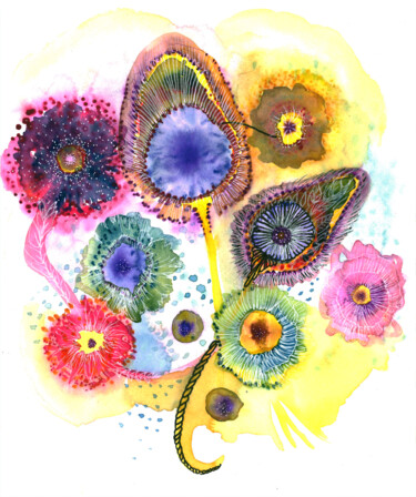 "l'élixir des fleurs" başlıklı Tablo Marie B. tarafından, Orijinal sanat, Suluboya