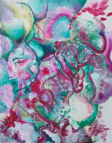 Painting titled "flower petals" by Marie B., Original Artwork, Acrylic