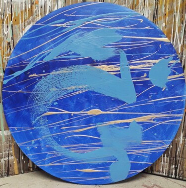 Peinture intitulée "Bleu n°10" par Marie Edmée Séguin, Œuvre d'art originale, Huile Monté sur Châssis en bois