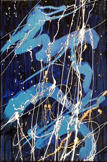 Картина под названием "Bleu n°30" - Marie Edmée Séguin, Подлинное произведение искусства, Акрил Установлен на Деревянная рам…