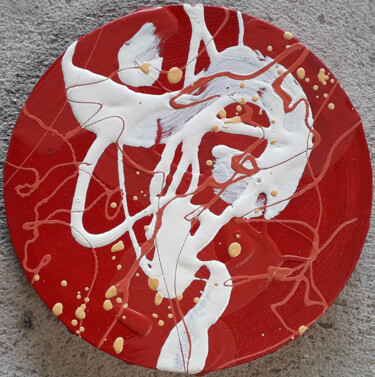 Peinture intitulée "Mandala rouge" par Marie Edmée Séguin, Œuvre d'art originale, Acrylique Monté sur Châssis en bois
