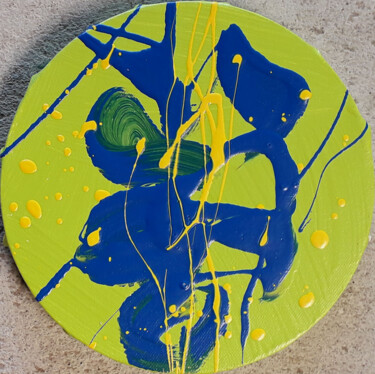 Pintura titulada "Green tondo" por Marie Edmée Séguin, Obra de arte original, Acrílico Montado en Bastidor de camilla de mad…