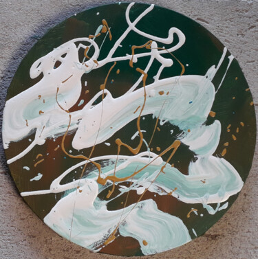 Painting titled "Dragon blanc" by Marie Edmée Séguin, Original Artwork, Acrylic Mounted on Wood Stretcher frame