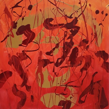 Peinture intitulée "Feu solaire" par Marie Edmée Séguin, Œuvre d'art originale, Acrylique Monté sur Châssis en bois
