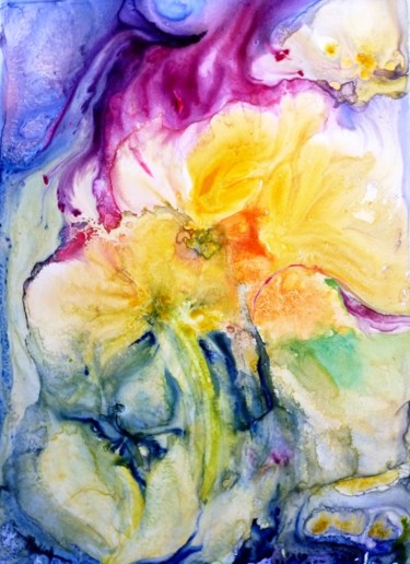 Peinture intitulée "printemps tardif" par Marie-Françoise Vigreux, Œuvre d'art originale, Aquarelle
