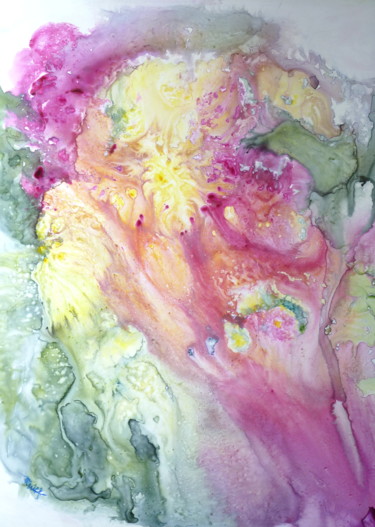 Painting titled "floraison-" by Marie-Françoise Vigreux, Original Artwork, Watercolor