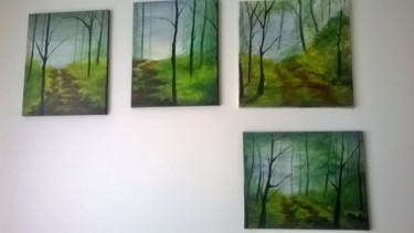 Peinture intitulée "En forêt 1, 2, 3, 4" par Marie Foisnet, Œuvre d'art originale