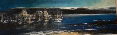 le port dans la baie bleue Peinture intitulée "le port dans la bai…" par Daniel Bathiard, Œuvre d'art originale, Huile