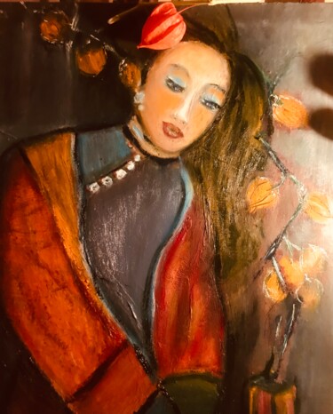 Peinture intitulée "Jeune fille et amou…" par Marie José Barutciski, Œuvre d'art originale, Huile