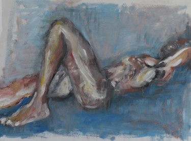 Peinture intitulée "Homme nu couché" par Mariejose Lolmede, Œuvre d'art originale, Huile