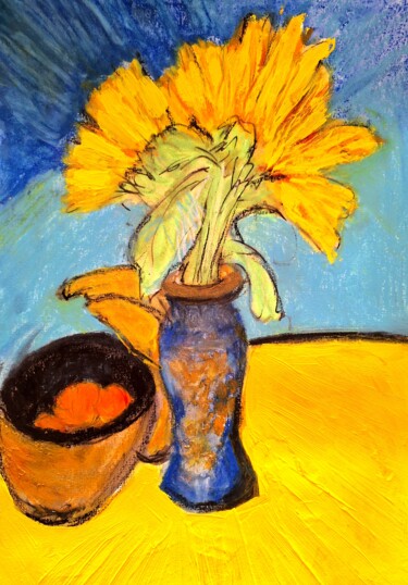 Schilderij getiteld "Still Life With Sun…" door Marieke Janssen, Origineel Kunstwerk, Inkt