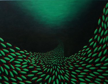 Schilderij getiteld "Oceaan groen" door Marieke Rosing, Origineel Kunstwerk, Acryl