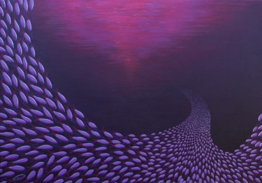 Schilderij getiteld "Oceaan paars" door Marieke Rosing, Origineel Kunstwerk, Acryl
