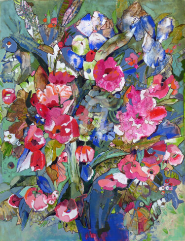 Pittura intitolato "Bouquet du jardin d…" da Mariekverbois, Opera d'arte originale