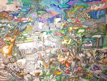 绘画 标题为“Paradis urbain” 由Mariekverbois, 原创艺术品, 标记