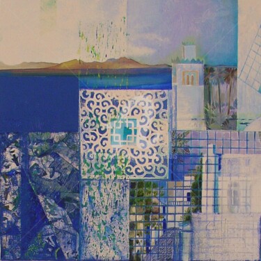 Painting titled "SIDI BOU" by Mariekverbois, Original Artwork, Oil Mounted on Wood Stretcher frame