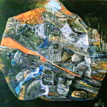 Pintura titulada "Pierre de ténèbres" por Mariekverbois, Obra de arte original, Acrílico Montado en Bastidor de camilla de m…