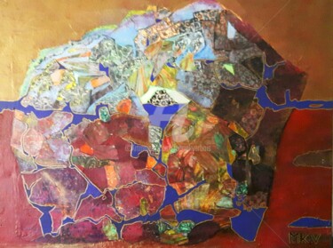 Картина под названием "ILE D'OR" - Mariekverbois, Подлинное произведение искусства, Акрил Установлен на Деревянная рама для…