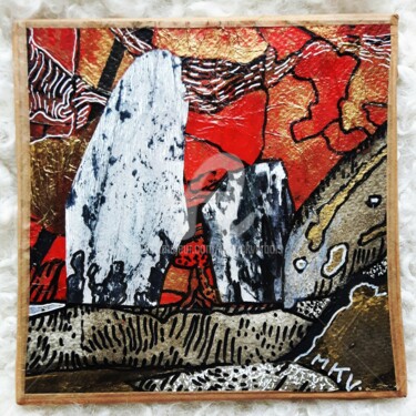 Peinture intitulée "Caillou rouge" par Mariekverbois, Œuvre d'art originale, Acrylique Monté sur Châssis en bois