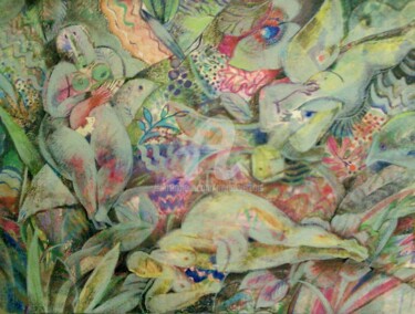 Peinture intitulée "Murmures des jardin…" par Mariekverbois, Œuvre d'art originale
