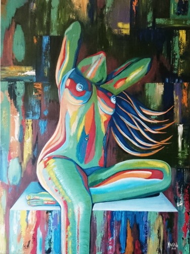 Painting titled "Détente" by Mariela Piccamiglio González, Original Artwork, Oil