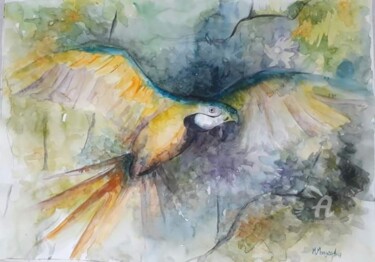 Pittura intitolato "Guacamayo/ Macaw" da Mariela Monges Aréjola, Opera d'arte originale, Acquarello