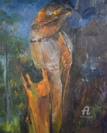 Painting titled "URUTAÚ" by Mariela Monges Aréjola, Original Artwork, Oil