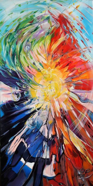Painting titled ""Energie en 5 saiso…" by Marie Laplace, Original Artwork, Acrylic Mounted on Wood Stretcher frame
