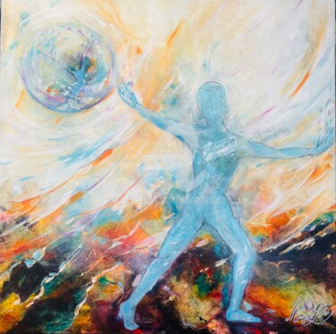 Картина под названием ""Equilibre"" - Marie Laplace, Подлинное произведение искусства, Акрил Установлен на Деревянная рама д…