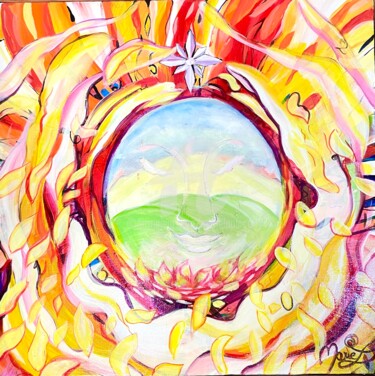 Painting titled "ENERGIE DE FEU" by Marie Laplace, Original Artwork, Acrylic Mounted on Wood Stretcher frame
