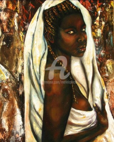 Painting titled "Série femme Africai…" by Marie Laplace, Original Artwork, Oil