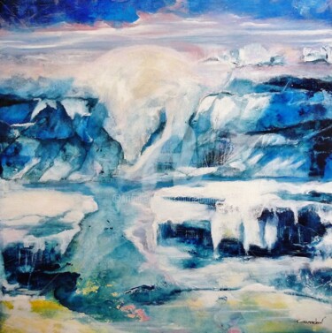 Painting titled "Reine des Glaces 60…" by Marie Laplace, Original Artwork, Acrylic Mounted on Wood Stretcher frame